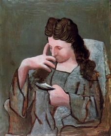 1920Olgalisantassisedansunfauteuil西班牙画家巴勃罗毕加索抽象油画人物人体油画装饰画