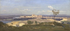 Jean-Baptiste-Camille Corot - Avignon from the West大师画家古典画古典建筑古典景物装饰画油画