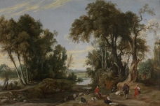 Jan Wilders - Landscape with shephards dancing大师画家古典画古典建筑古典景物装饰画油画