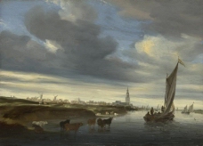 Salomon van Ruysdael - A View of Rhenen seen from the West大师画家古典画古典建筑古典景物装饰画油画