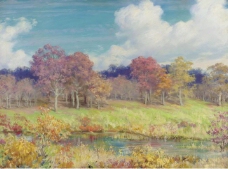 Charles Courtney Curran - Autumn Landscape, 1928大师画家风景画静物油画建筑油画装饰画