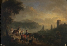 Boudewijns, Adriaen Fransz - Un puerto, Second half of 17 Century - Principio del 18 Century大师画家古典画古