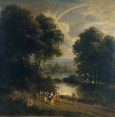 Arthois, Jacques d - Paseo a la orilla de un rio, 17 Century大师画家古典画古典建筑古典景物装饰画油画