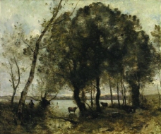 Jean-Baptiste-Camille Corot - The Lake, 1861大师画家古典画古典建筑古典景物装饰画油画