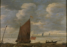 Anonymous - Velero y barca de pescadores frente a la costa, 17 Century大师画家古典画古典建筑古典景物装饰画油画