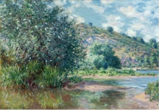 Claude Monet - Landscape at Port-Villez, 1885大师画家风景画静物油画建筑油画装饰画