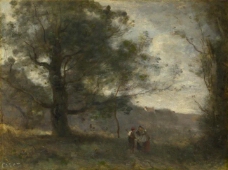 Jean-Baptiste-Camille Corot - The Oak in the Valley大师画家古典画古典建筑古典景物装饰画油画