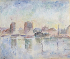 Robert Falk - View of a River, 1934大师画家风景画静物油画建筑油画装饰画