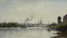 Stanislas Lepine - The Seine at Rouen大师画家风景画静物油画建筑油画装饰画