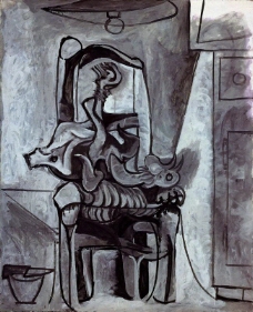 1962 Coq sur une chaise sous la lampe西班牙画家巴勃罗毕加索抽象油画人物人体油画装饰画
