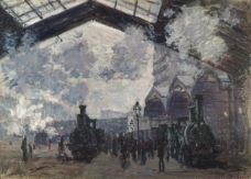 Saint-Lazare Station, Exterior View, 1877法国画家克劳德.莫奈oscar claude Monet风景油画装饰画