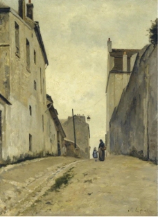 Stanislas Lepine - Montmartre, la Rue du Mont-Cenis, 1868-72大师画家风景画静物油画建筑油画装饰画
