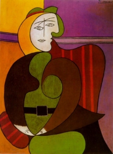 人物画1931Lefauteuilrouge西班牙画家巴勃罗毕加索抽象油画人物人体油画装饰画