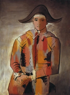 人物画1923Arlequinlesmainscrois淇JacintoSalvado西班牙画家巴勃罗毕加索抽象油画人物人体油画装饰画