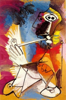 1969 Le fumeur西班牙画家巴勃罗毕加索抽象油画人物人体油画装饰画