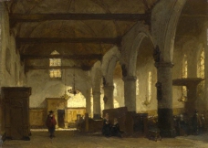 Johannes Bosboom - The Interior of the Bakenesserkerk, Haarlem大师画家古典画古典建筑古典景物装饰画油画