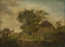 Jan Cornelis Haccou - A Road by a Cottage大师画家古典画古典建筑古典景物装饰画油画