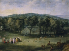 Brueghel the Elder, Jan_ Momper, Joos de II - La infanta Isabel Clara Eugenia en el parque de Mar大师画