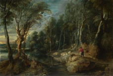 Peter Paul Rubens - A Shepherd with his Flock in a Woody Landscape大师画家古典画古典建筑古典景物装饰画油画