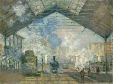 Saint-Lazare Station, 1877法国画家克劳德.莫奈oscar claude Monet风景油画装饰画