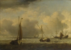 Willem van de Velde - Dutch Ships and Small Vessels Offshore in a Breeze大师画家古典画古典建筑古典景物装饰画油画