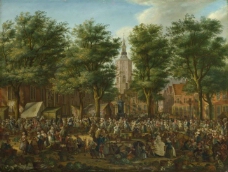 Paulus Constantijn La Fargue - The Grote Markt at The Hague大师画家古典画古典建筑古典景物装饰画油画