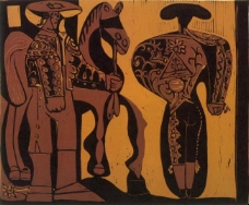1959 Picador et torero attendant le paseo de cuadrillas西班牙画家巴勃罗毕加索抽象油画人物人体油画装饰画
