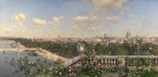 Rico y Ortega, Martin - Vista de Paris desde el Trocadero, 1883大师画家古典画古典建筑古典景物装饰画油画
