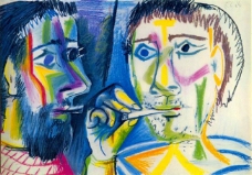 1964 Deux fumeurs (T鍧眅s)西班牙画家巴勃罗毕加索抽象油画人物人体油画装饰画