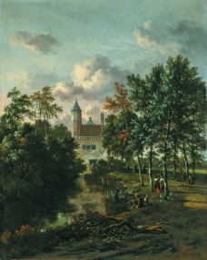 Jan Wijnants - Castle in a Forest, 1667大师画家古典画古典建筑古典景物装饰画油画