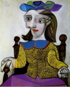1939 Le chandail jaune (Dora)西班牙画家巴勃罗毕加索抽象油画人物人体油画装饰画