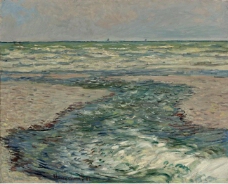 Claude Monet - The Seacoast of Pourville, Low Tide, 1882.jpeg大师画家风景画静物油画建筑油画装饰画