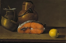 Melendez, Luis Egidio - Piece of Salmon, a Lemon and Three Vessels, 1772大师画家宗教绘画教会油画人物肖像油画装饰画