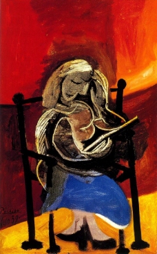 1939 Femme lisant西班牙画家巴勃罗毕加索抽象油画人物人体油画装饰画