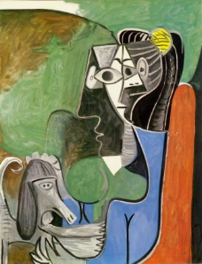 1962 Jacqueline assise avec Kaboul西班牙画家巴勃罗毕加索抽象油画人物人体油画装饰画