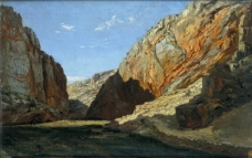 Haes, Carlos de - The Pass (Jaraba de Aragon), 1872大师画家古典画古典建筑古典景物装饰画油画