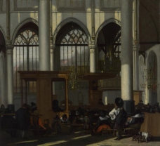 Emanuel de Witte - The Interior of the Oude Kerk, Amsterdam (1)大师画家古典画古典建筑古典景物装饰画油画