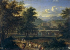 Boudewijns, Adriaen Fransz - Camino al borde de un rio, Second half of 17 Century - Principio del大师画