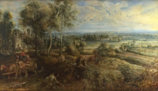 Peter Paul Rubens - A View of Het Steen in the Early Morning大师画家古典画古典建筑古典景物装饰画油画