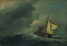 Willem van de Velde - A Dutch Vessel in a Strong Breeze大师画家古典画古典建筑古典景物装饰画油画