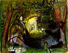 1959 Les d淇瞖uners (Manet) I西班牙画家巴勃罗毕加索抽象油画人物人体油画装饰画