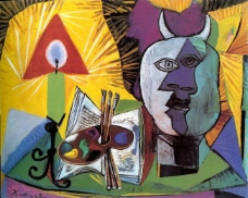 1938 Bougie, palette, t鍧眅 de Minotaure西班牙画家巴勃罗毕加索抽象油画人物人体油画装饰画