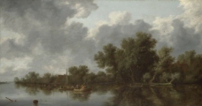 Salomon van Ruysdael - River Scene大师画家古典画古典建筑古典景物装饰画油画