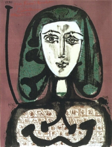 1949 Femme aux cheveux verts Il西班牙画家巴勃罗毕加索抽象油画人物人体油画装饰画