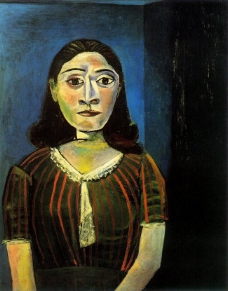 1942 Femme au corsage de satin (Portrait de Dora Maar)西班牙画家巴勃罗毕加索抽象油画人物人体油画装饰画