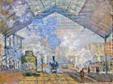 Saint-Lazare Station, Exterior View,  1877 1法国画家克劳德.莫奈oscar claude Monet风景油画装饰画