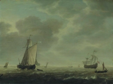 Simon de Vlieger - A Dutch Man-of-war and Various Vessels in a Breeze大师画家古典画古典建筑古典景物装饰画油画