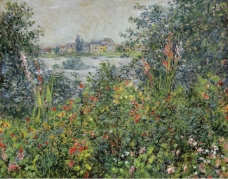 Claude Monet - Flowers at Vetheuil, 1880大师画家风景画静物油画建筑油画装饰画