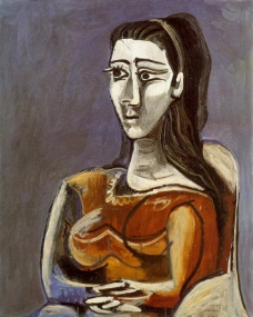1962FemmeassisedansunfauteuilJacqueline西班牙画家巴勃罗毕加索抽象油画人物人体油画装饰画