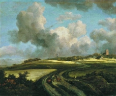 Jacob Isaacksz. van Ruisdael - Road through Fields of Corn near the Zuider Zee, 1660-62大师画家古典画古典建筑古典